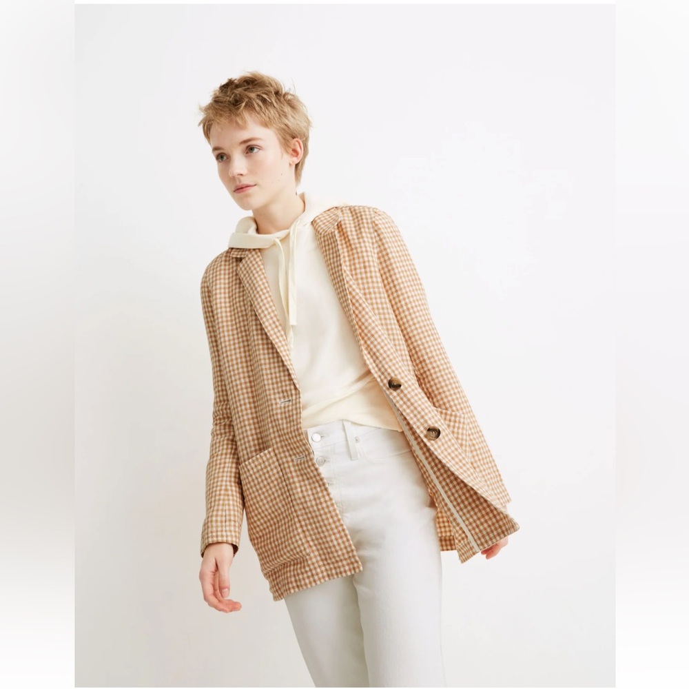 Madewell linen dorset blazer in gingham check